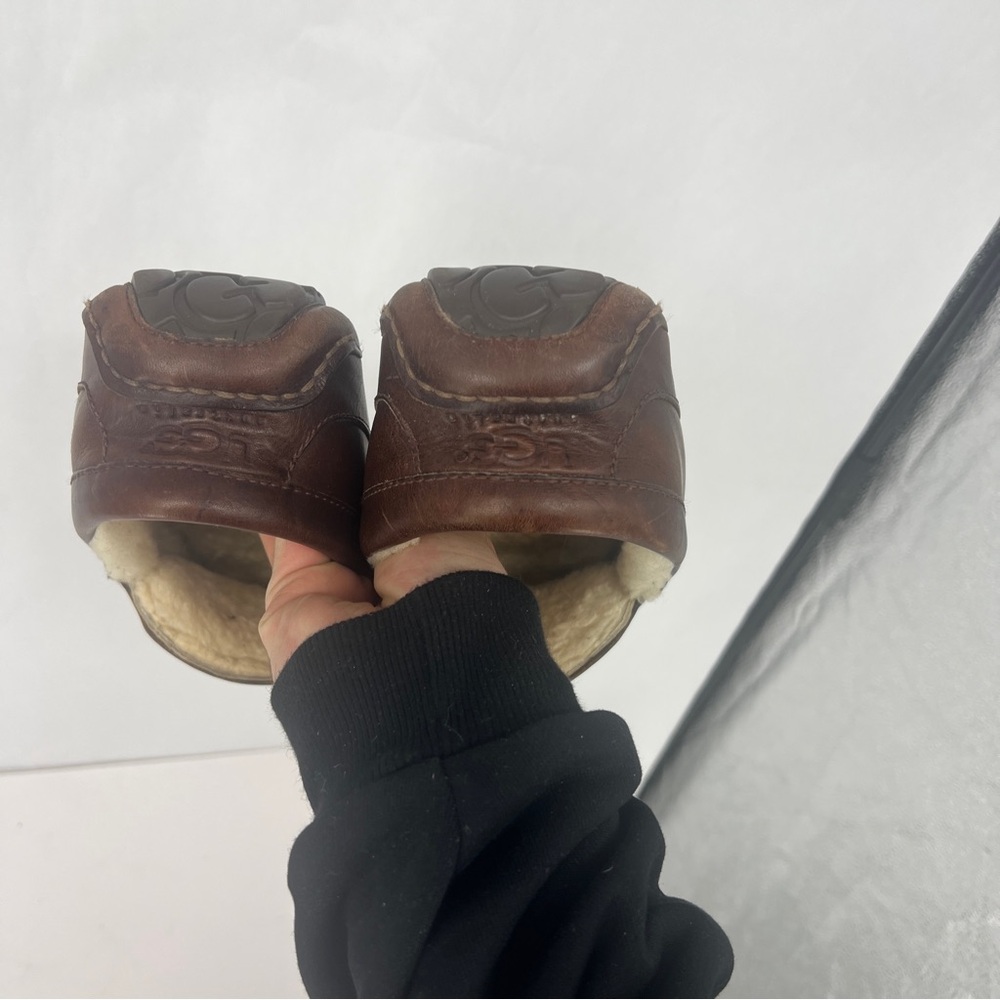 UGG Men's Ascot Dark Brown Leather Slip-Ons Loafers - Picture 11 of 11